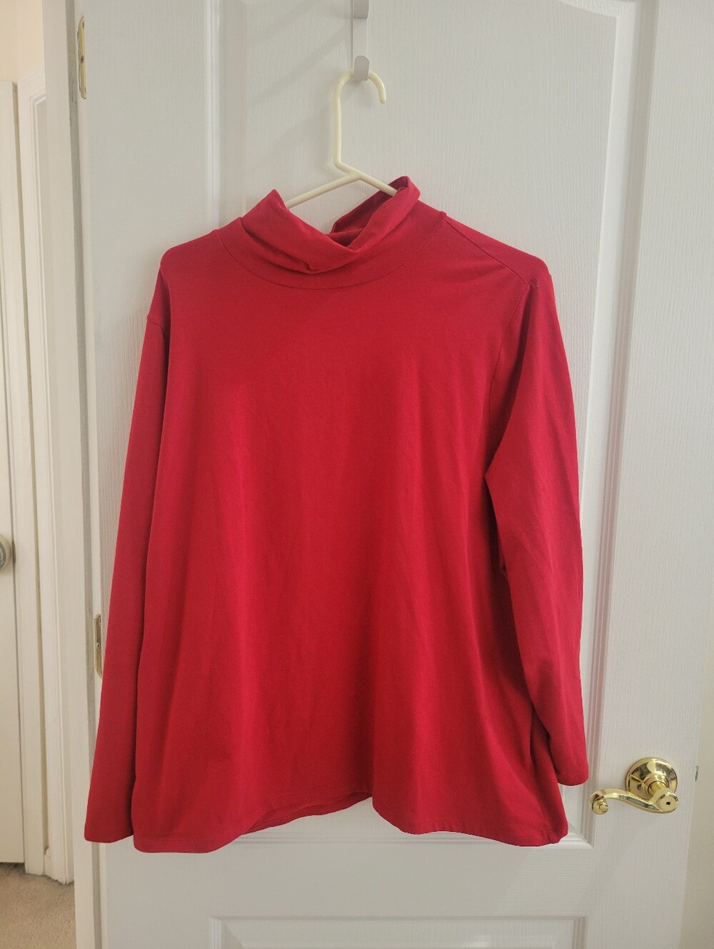 Talbots Womens Plus Size 3X Red Knit Mock Neck Turtleneck Top Long Sleeve Fall